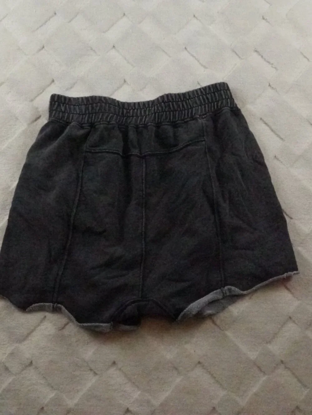 Free People High Waist Black Terry Shorts